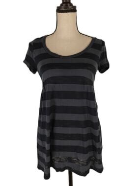 Women’s, Splendid, Striped Empire-Waist Tunic Top, Navy/Gray, Small